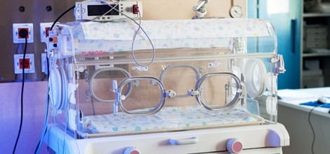 Incubator in hospital maternity ward